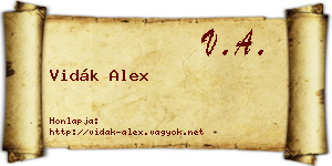 Vidák Alex névjegykártya